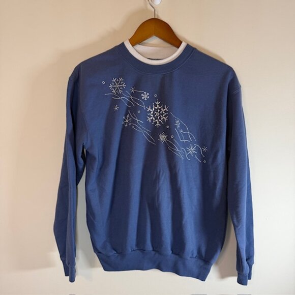 Vtg Womens Small Purple Tree Sweatshirt Bejeweled Grandma Holiday Christmas - Picture 3 of 11